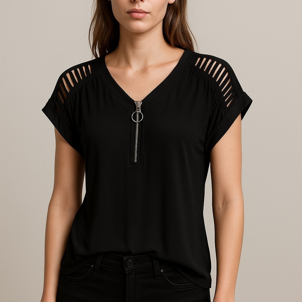 Workshop Republic Clothing Black Zipper Blouse